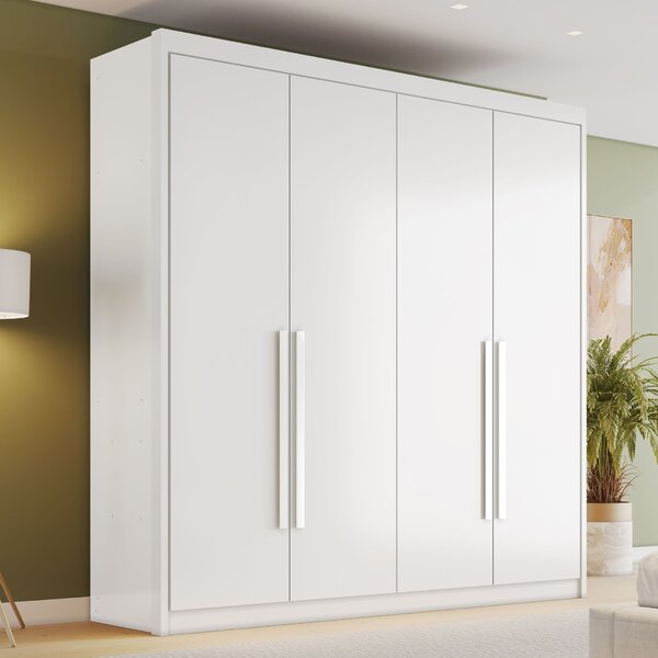 Guarda-roupa Casal 4 Portas 4 Gavetas 100% Mdf Eloá Branco  B