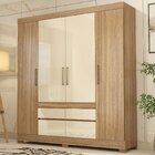 Guarda-roupa Casal 4 Portas 4 Gavetas Bilbao  Amendola/off Wh