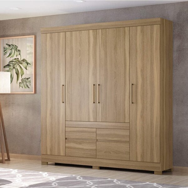 Guarda-roupa Casal 4 Portas 4 Gavetas Bilbao Demóbile Amendola