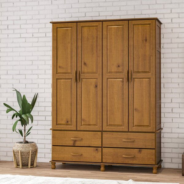 Guarda Roupa Casal 4 Portas 4 Gavetas Cairo  Imbuia Fosco