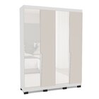 Guarda Roupa Casal 4 Portas 4 Gavetas Com Espelho Porto Branc