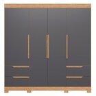 Guarda-roupa Casal 4 Portas 4 Gavetas Doble Freijó / Titanium