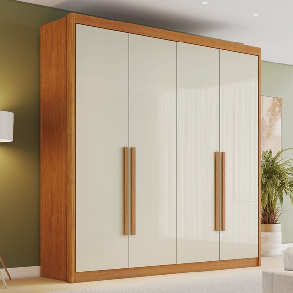 Guarda-roupa Casal 4 Portas 4 Gavetas Eloá  Cinamomo/off White