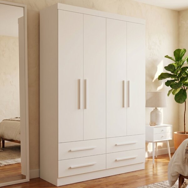 Guarda-roupa Casal 4 Portas 4 Gavetas Majestic Branco