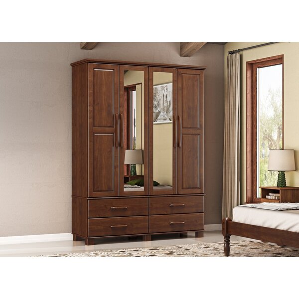 Guarda-roupa Casal 4 Portas 4 Gavetas Ouro Café