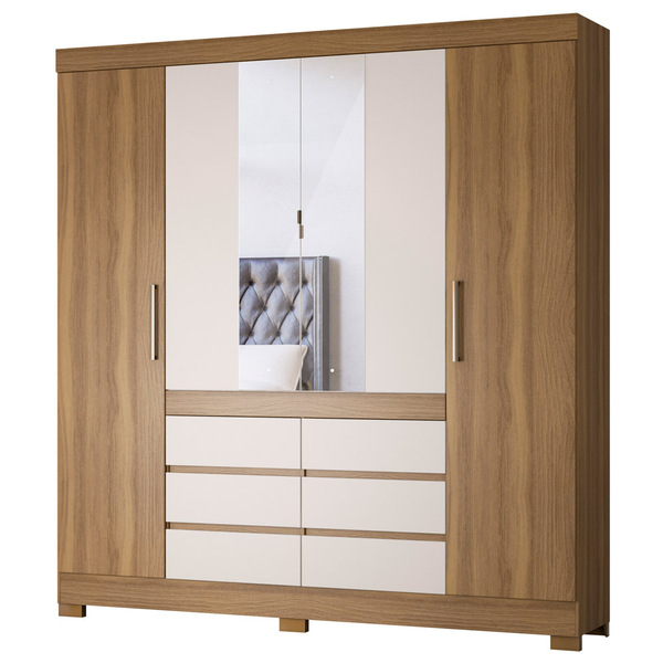 Guarda Roupa Casal 4 Portas 6 Gavetas Cadis D02 Amendola/off
