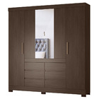 Guarda Roupa Casal 4 Portas 6 Gavetas Cadis D02 Ebano Touch -