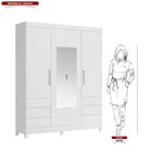 Guarda-roupa Casal 4 Portas 6 Gavetas Com Espelho Caribe Bran