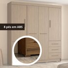 Guarda Roupa Casal 4 Portas 6 Gavetas Estrela  Amêndoa
