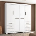 Guarda Roupa Casal 4 Portas 6 Gavetas Estrela  Branco