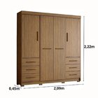 Guarda Roupa Casal 4 Portas 6 Gavetas Estrela  Nogueira