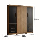 Guarda Roupa Casal 4 Portas 6 Gavetas Estrela  Nogueira/preto