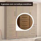 Guarda Roupa Casal 4 Portas 6 Gavetas Estrela  Nogueira/preto