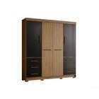 Guarda Roupa Casal 4 Portas 6 Gavetas Estrela  Nogueira/preto