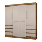 Guarda Roupa Casal 4 Portas 6 Gavetas Freijó Baunilha 147796