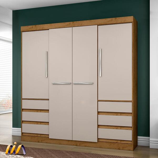 Guarda Roupa Casal 4 Portas 6 Gavetas Freijó Baunilha 147796