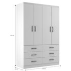 Guarda Roupa Casal 4 Portas 6 Gavetas Treviso Yescasa Branco
