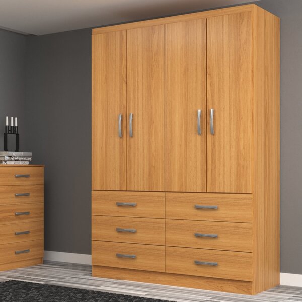 Guarda Roupa Casal 4 Portas 6 Gavetas Treviso Yescasa Cinnamo