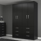 Guarda Roupa Casal 4 Portas 6 Gavetas Treviso Yescasa Preto