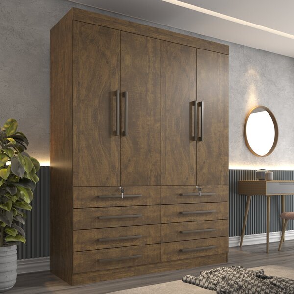 Guarda Roupa Casal 4 Portas 8 Gavetas Marselha Ypê