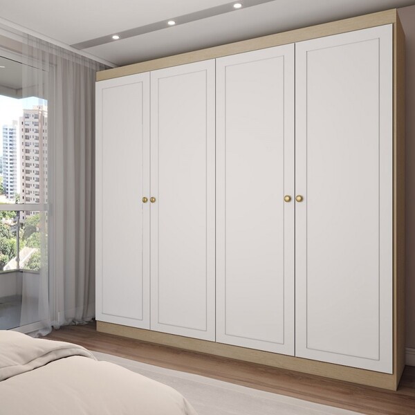 Guarda-roupa Casal 4 Portas Americano Savana/branco Fosco - P