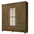 Guarda Roupa Casal 4 Portas C/espelho Roma Castanho