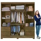 Guarda Roupa Casal 4 Portas C/espelho Roma Castanho