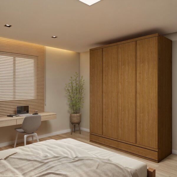 Guarda Roupa Casal 4 Portas Com 5 Gavetas 100% Mdf Urbano Ced