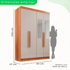 Guarda-roupa Casal 4 Portas Com Espelho 2 Gavetas Recife Sall