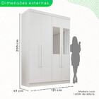 Guarda-roupa Casal 4 Portas Com Espelho 2 Gavetas Recife Sall