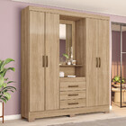 Guarda Roupa Casal 4 Portas Com Espelho 3 Gavetas Ryan Casa 8