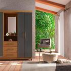 Guarda Roupa Casal 4 Portas Com Espelho Recife Freijó Grafite