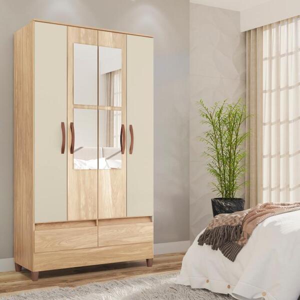 Guarda Roupa Casal 4 Portas Freijó Passione Minha Casa