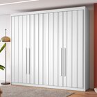 Guarda-roupa Casal 4 Portas Ripadas 4 Gavetas Grécia Branco