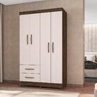 Guarda Roupa Casal 4 Portas Veneza Cacau Off-white
