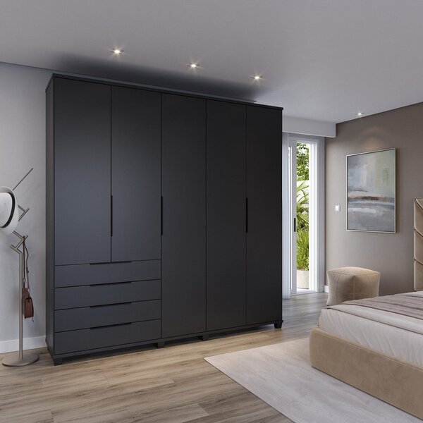 Guarda-roupa Casal 5 Portas 4 Gavetas 100% Mdf Allen 226,7 Cm
