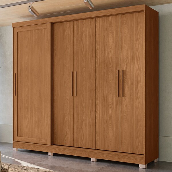Guarda-roupa Casal 5 Portas 4 Gavetas Canela - Kappesberg