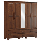 Guarda-roupa Casal 5 Portas E 6 Gavetas De Madeira Com Espelh