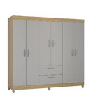 Guarda Roupa Casal 6 Porta 2 Gavetas Tóquio  Damasco/off White