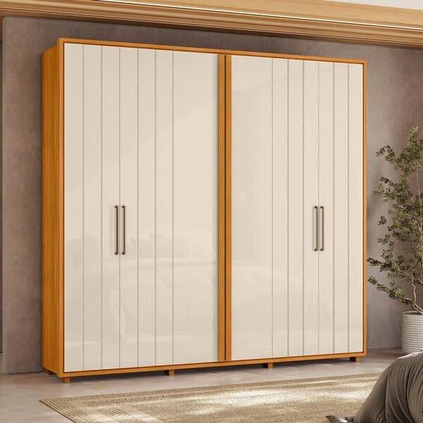 Guarda-roupa Casal 6 Portas 100% Mdf Com Pés Miró Cinamomo/of