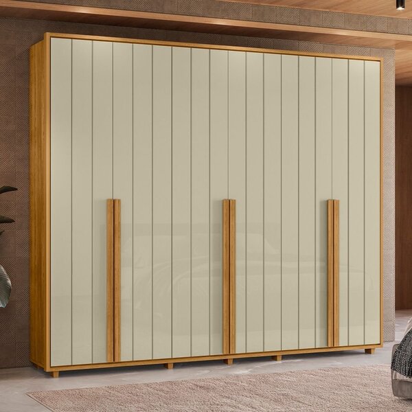 Guarda-roupa Casal 6 Portas 100% Mdf Com Pés Volpi Cumaru/opa