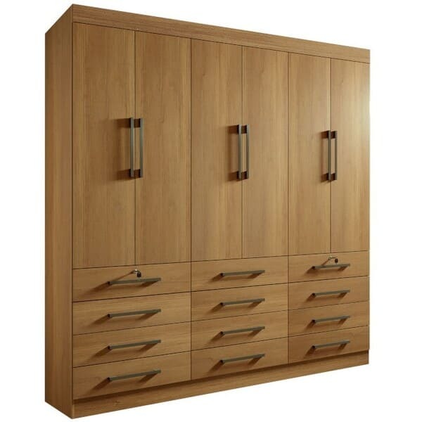 Guarda Roupa Casal 6 Portas 12 Gavetas - Mônaco-cinamomo - Mó