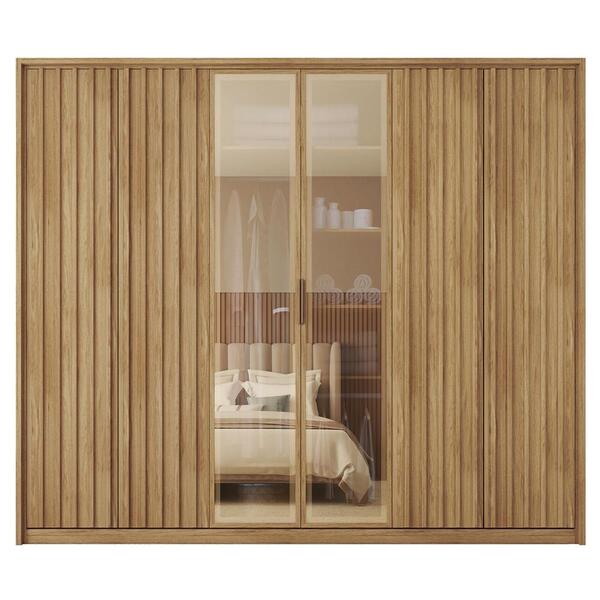 Guarda Roupa Casal 6 Portas 2 Espelhos Marrom Braga