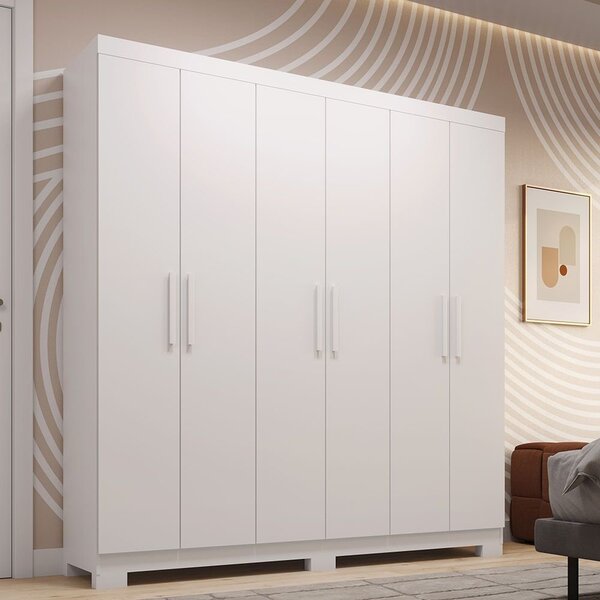 Guarda-roupa Casal 6 Portas 2 Gavetas 100% Mdf 164cm Papoulas