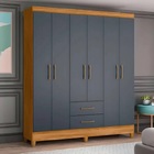 Guarda Roupa Casal 6 Portas 2 Gavetas 1 53m Freijo / Cinza Pa