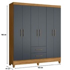Guarda Roupa Casal 6 Portas 2 Gavetas 1 53m Freijo / Cinza Pa