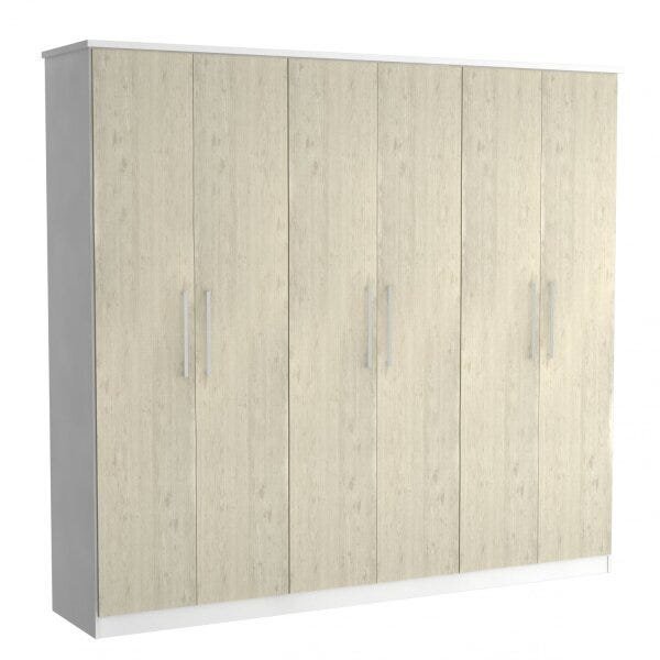 Guarda-roupa Casal 6 Portas 2 Gavetas  Branco/marfim Areia