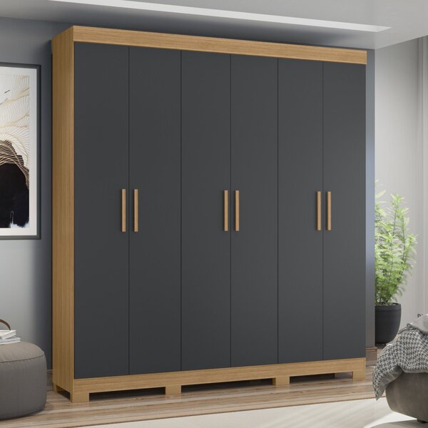 Guarda Roupa Casal 6 Portas 2 Gavetas Amarok  Nature/titanium