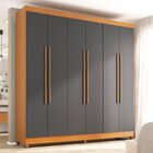 Guarda-roupa Casal 6 Portas 2 Gavetas Apolo Freijó / Grafite