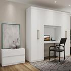 Guarda Roupa Casal 6 Portas 2 Gavetas Branco C/ Escrivaninha